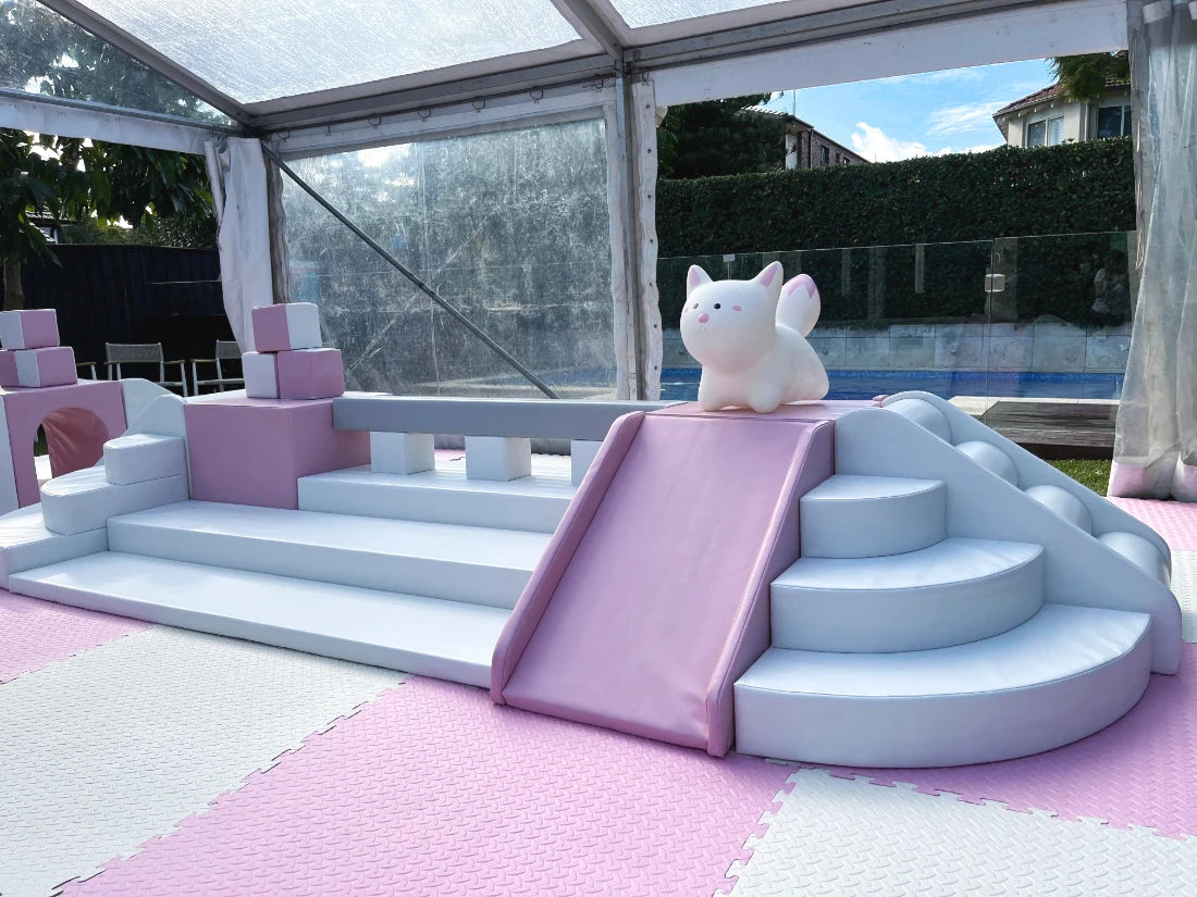 Pink White Ultimate Pyramid Soft Play Hire - Main Image